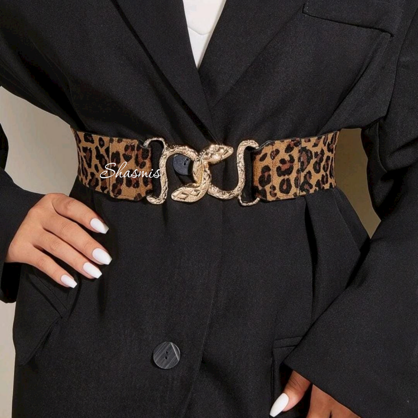 Chetah Print Snake Bucklet Waist Belt