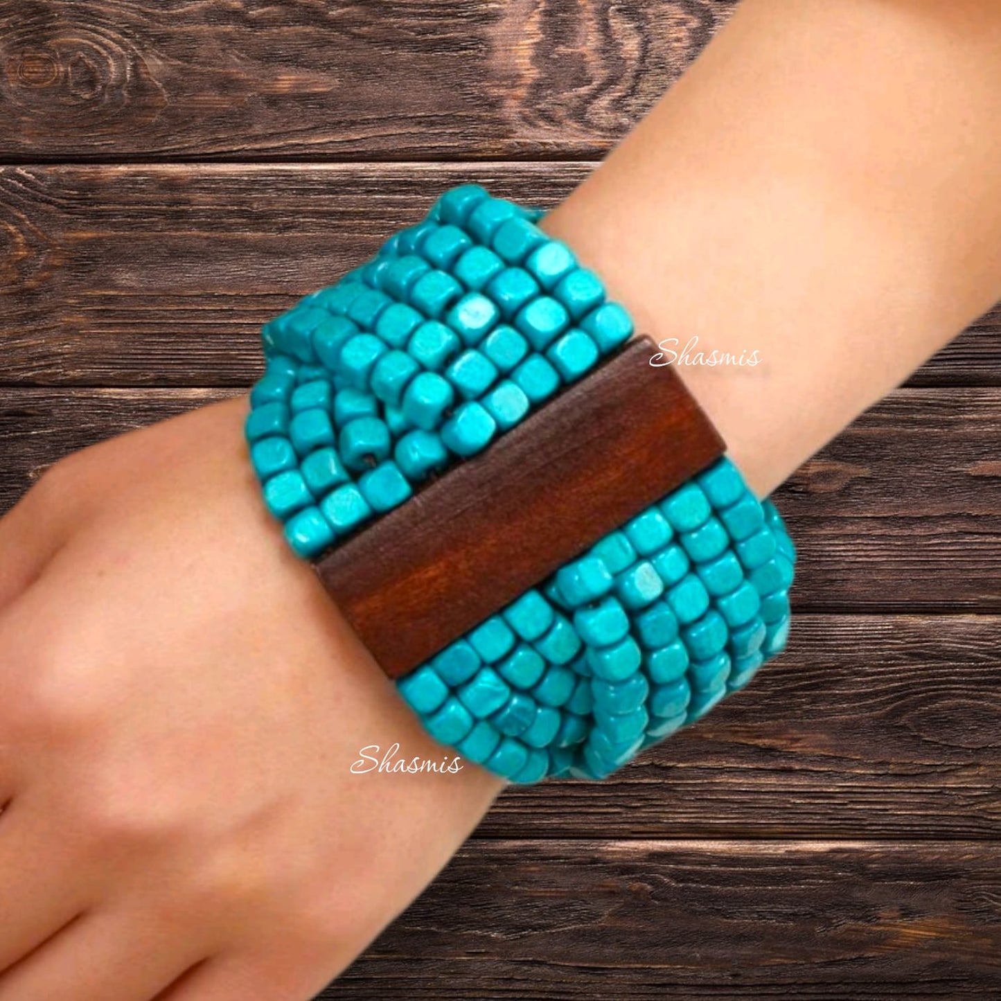 Persian Green Wooden Beads Bracelets