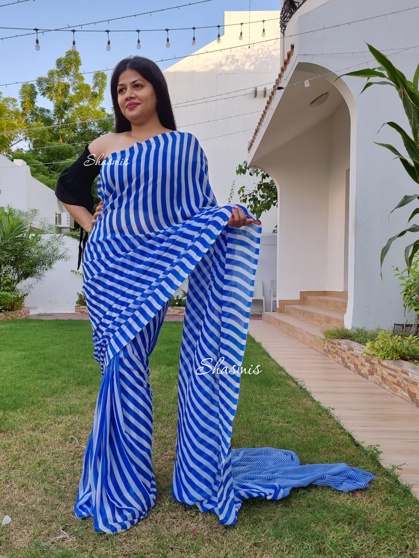 Blue Color Lining Georgette Saree