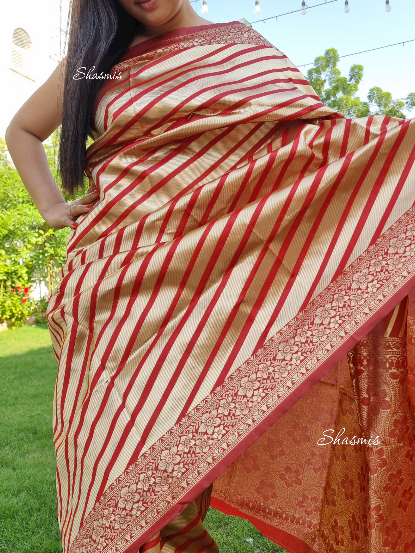 Red And Golden Zari Saree