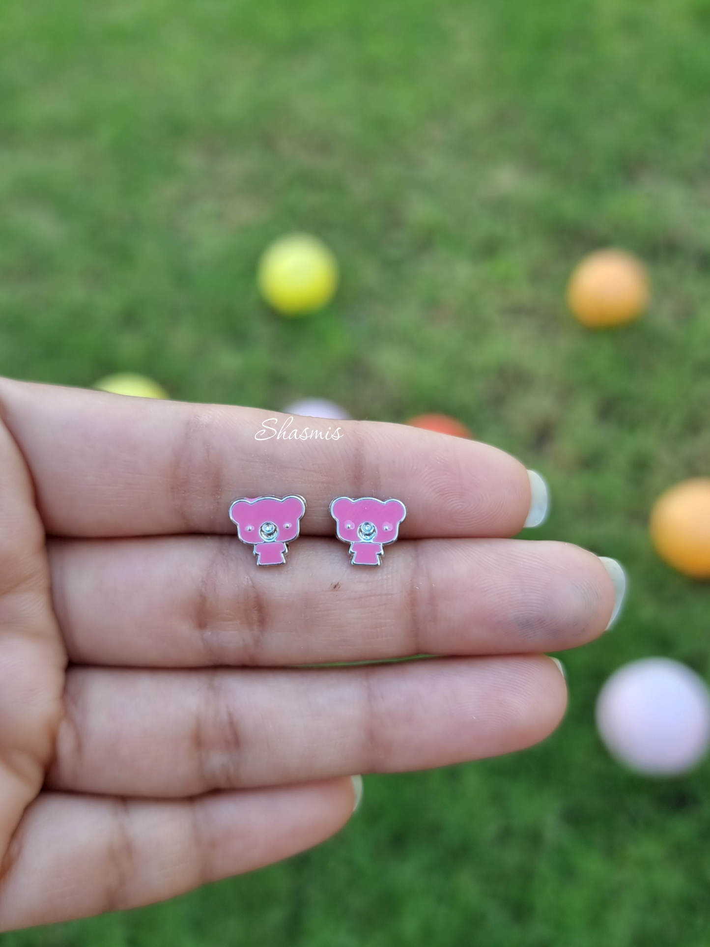 Cute Little Teddy In Pink Earrings For Kids, Packed In Gift Box