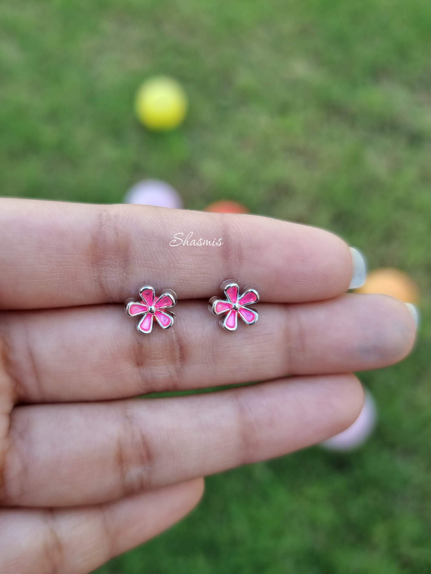Pink Color Flower Design Earrings For Kids, Packed In Gift Box