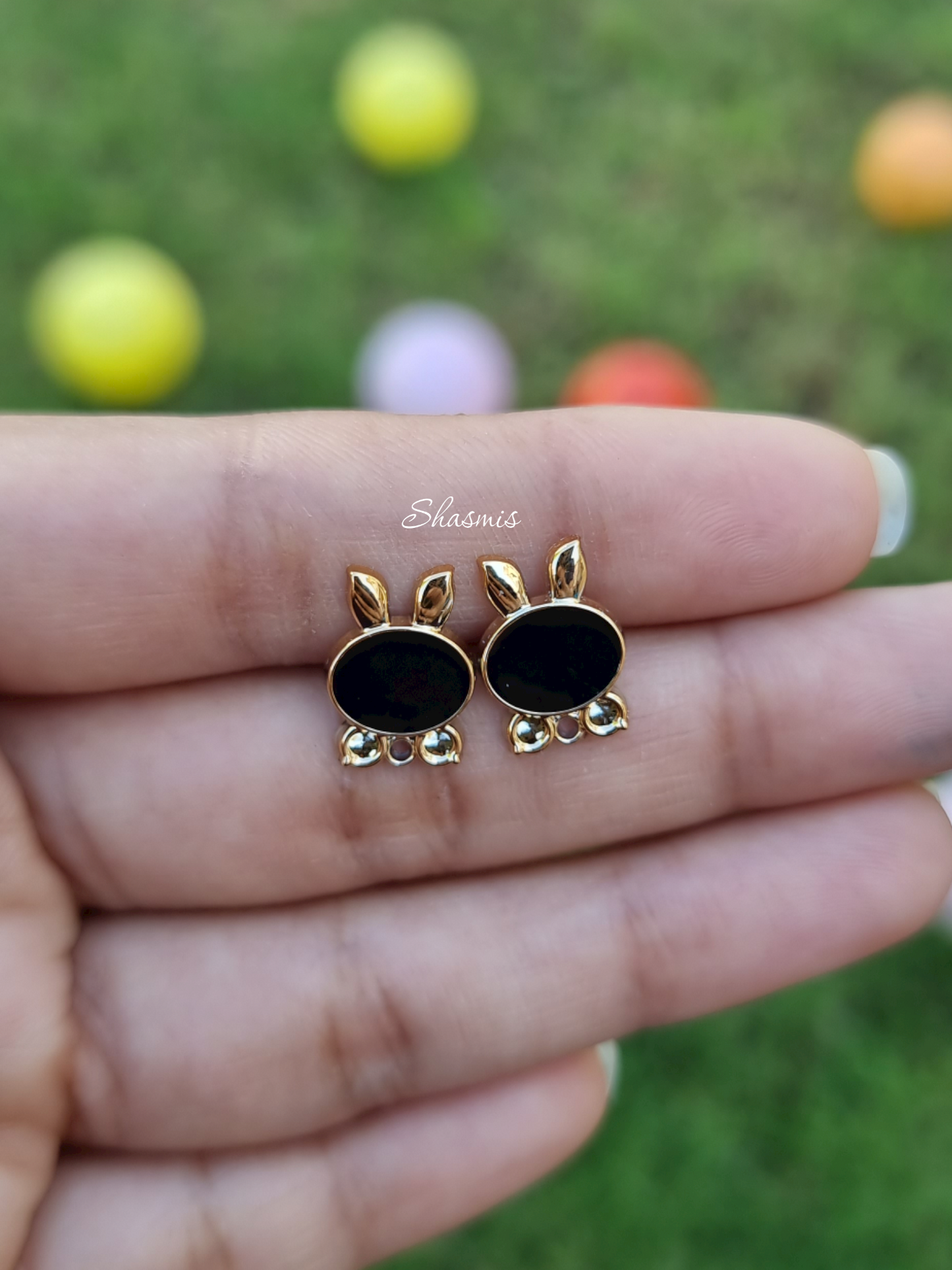 Black Color Bunny Design Earrings For Kids, Packed In Gift Box