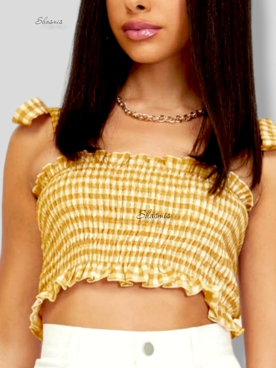 Tie Strap Smocked Blouse