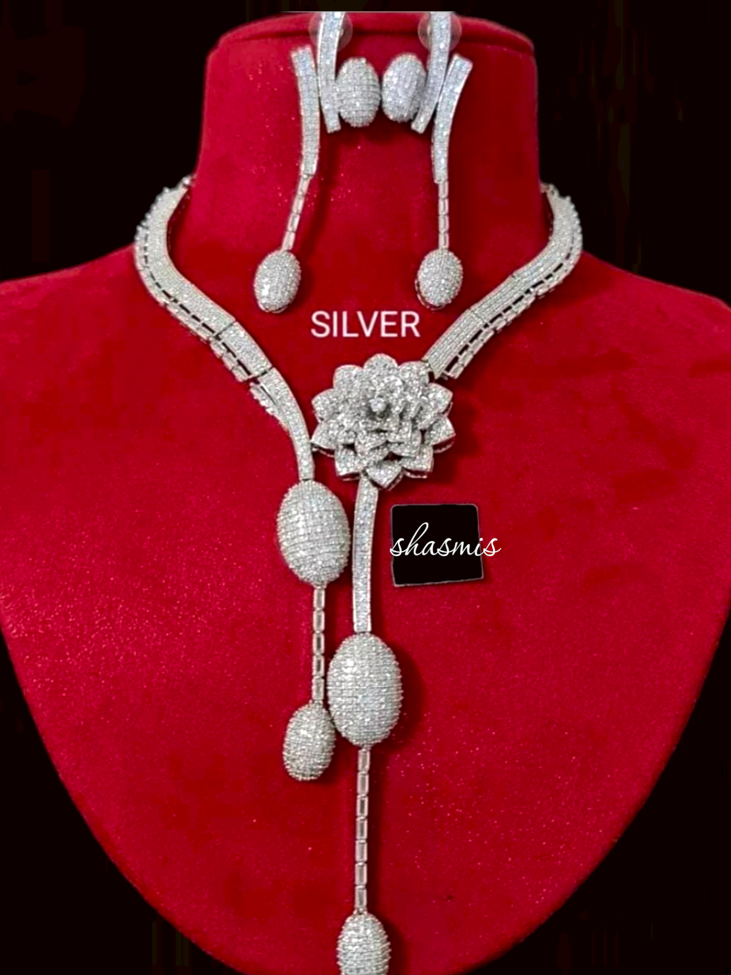 Stunning Silver Stone Necklace Set