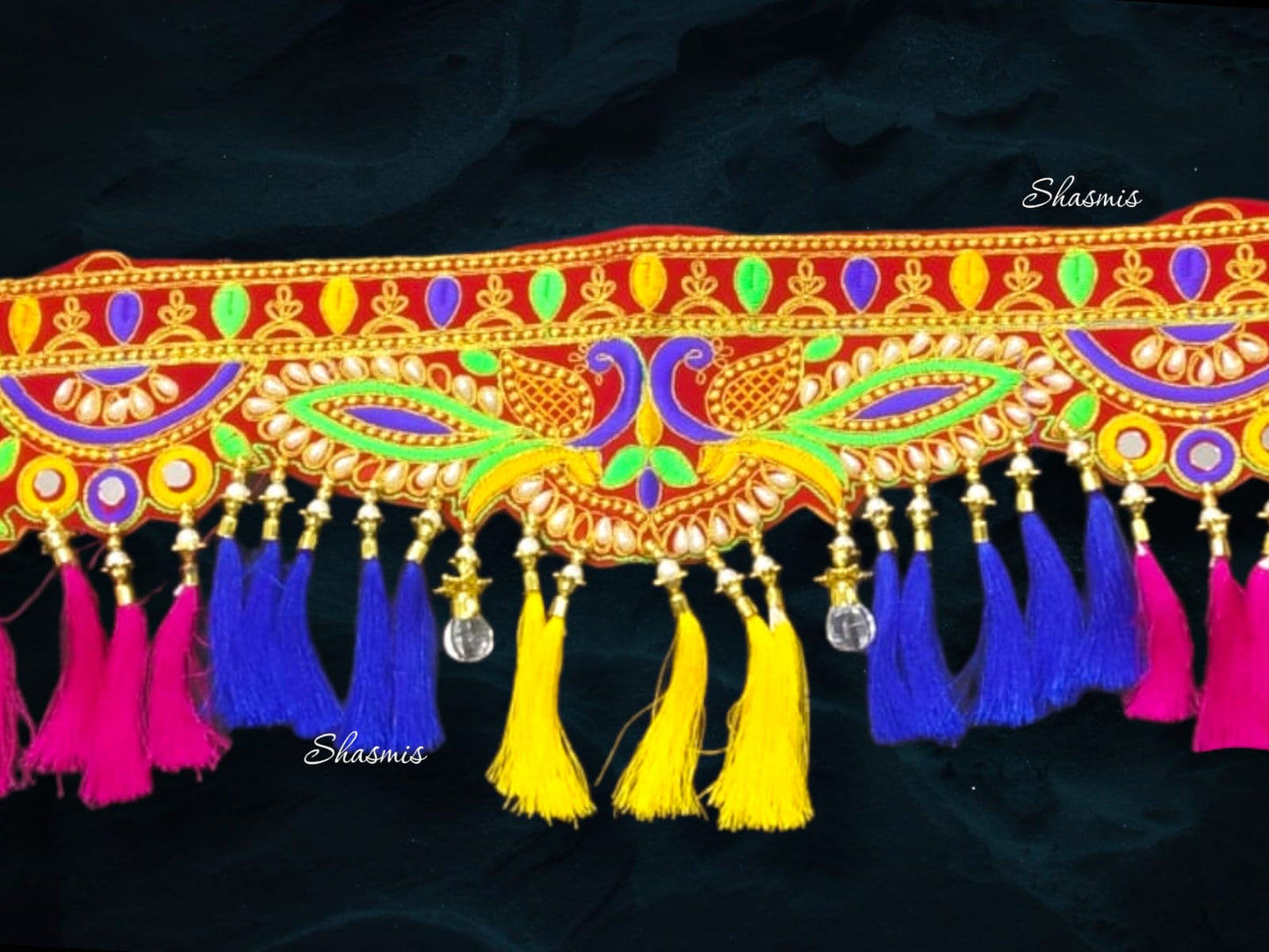Multicolor Tooran With Pearls And Embroidery Design