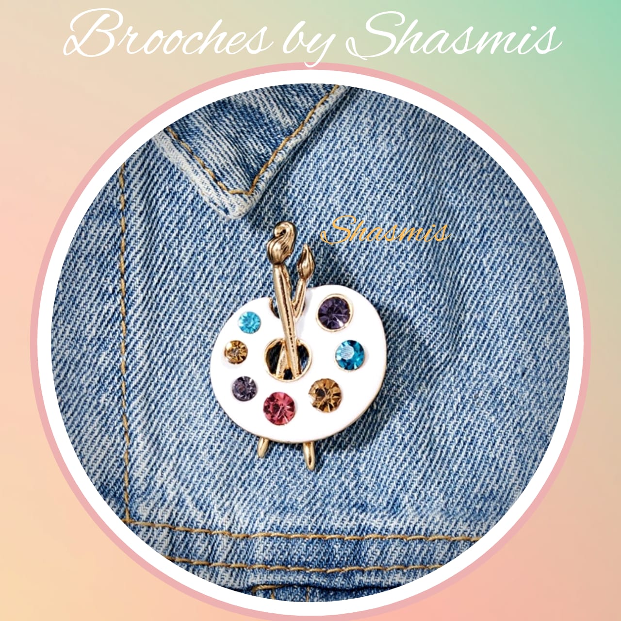 Color Palette and Brush Brooch