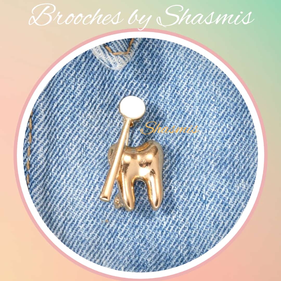 Gold Plating Tooth Pins Brooch