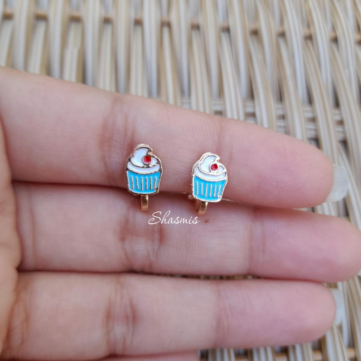 Tiny Cupcake Earrings For Kids, Packed In Gift Box