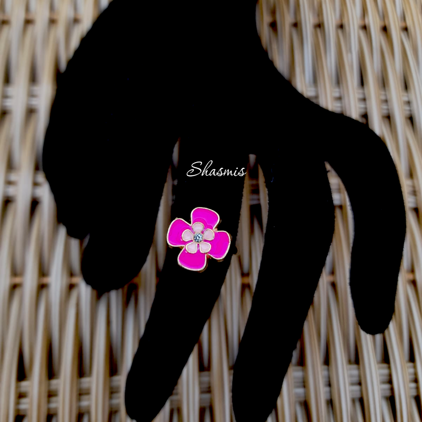 Pink Flower With Stone On Centre Ring For Kids, Packed In Gift Box