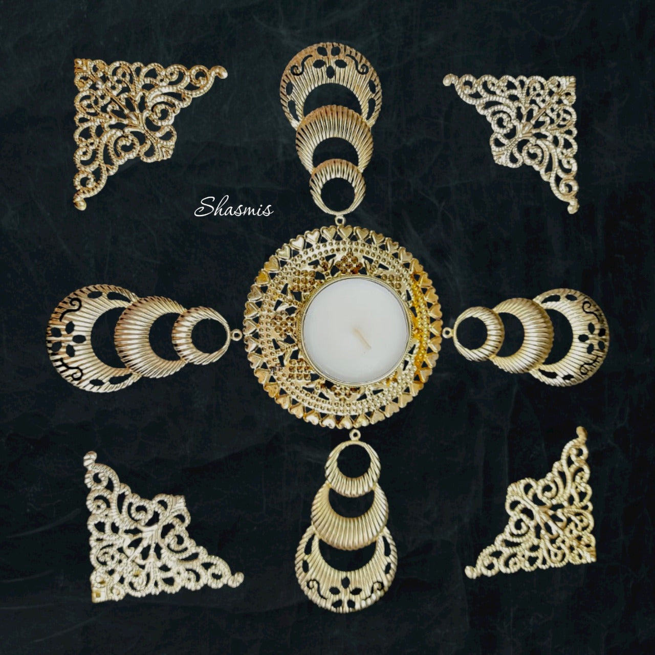 Decorative Diya Tealight Candle Holder Set