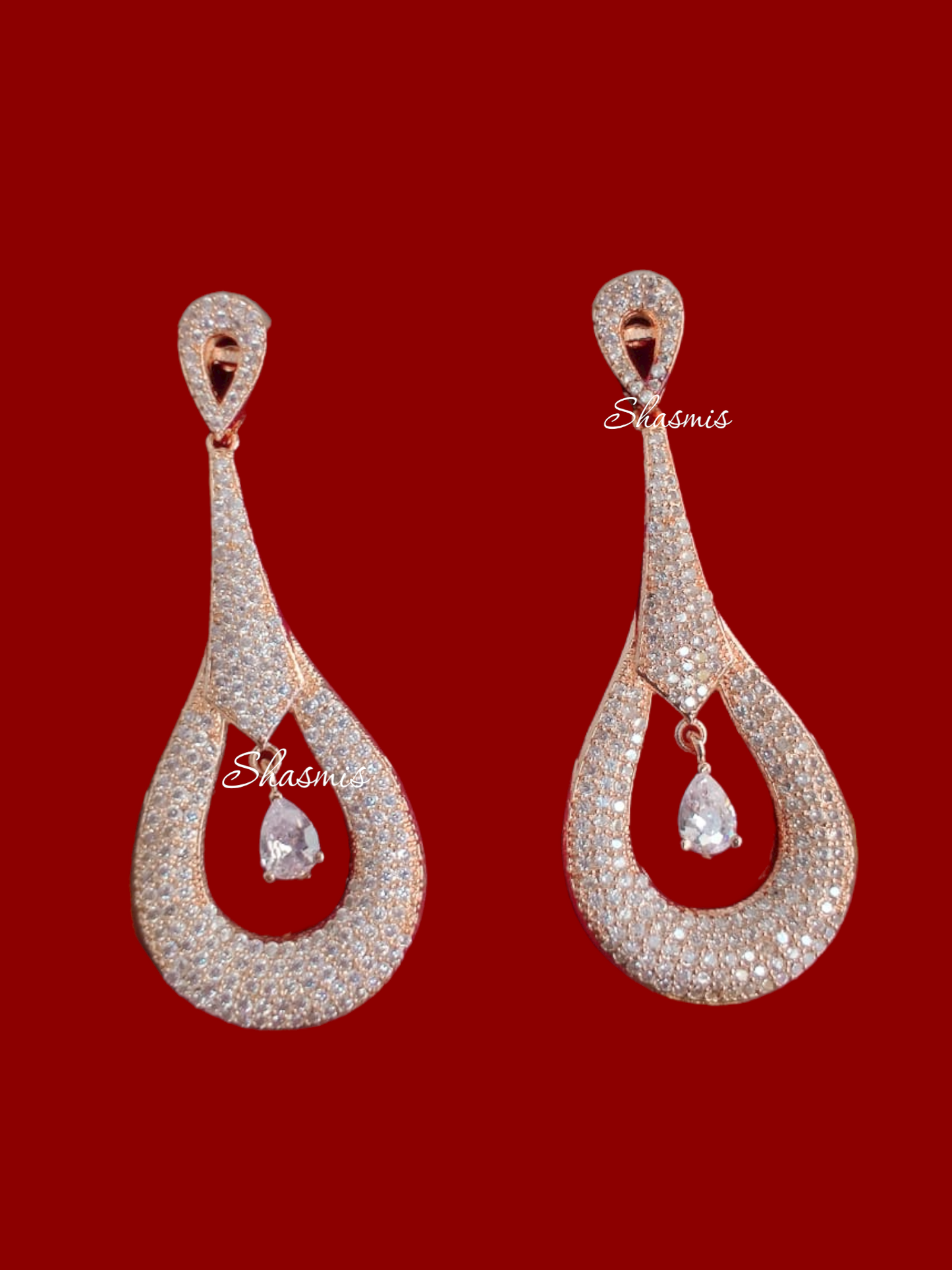 Silver Finish With White Stone In the Centre Diamond Earrings