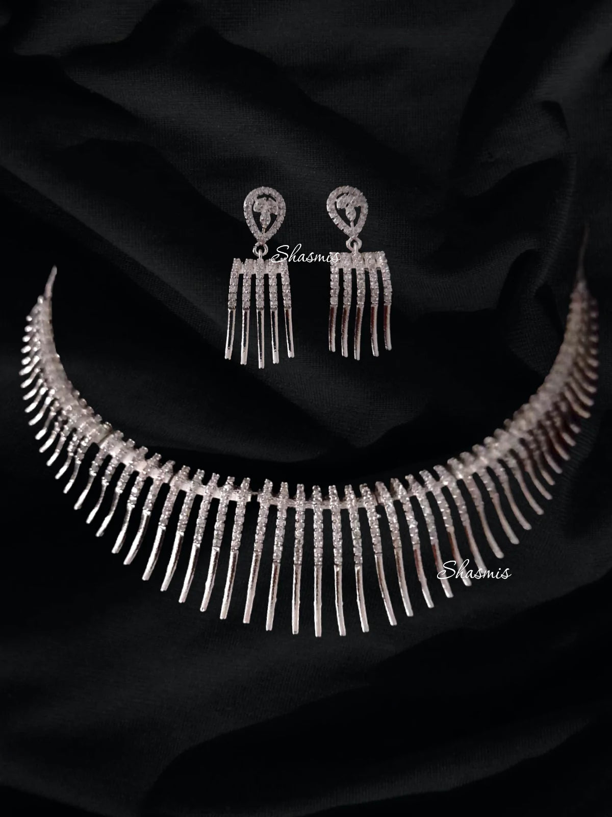 Silver Color American Diamond Necklace