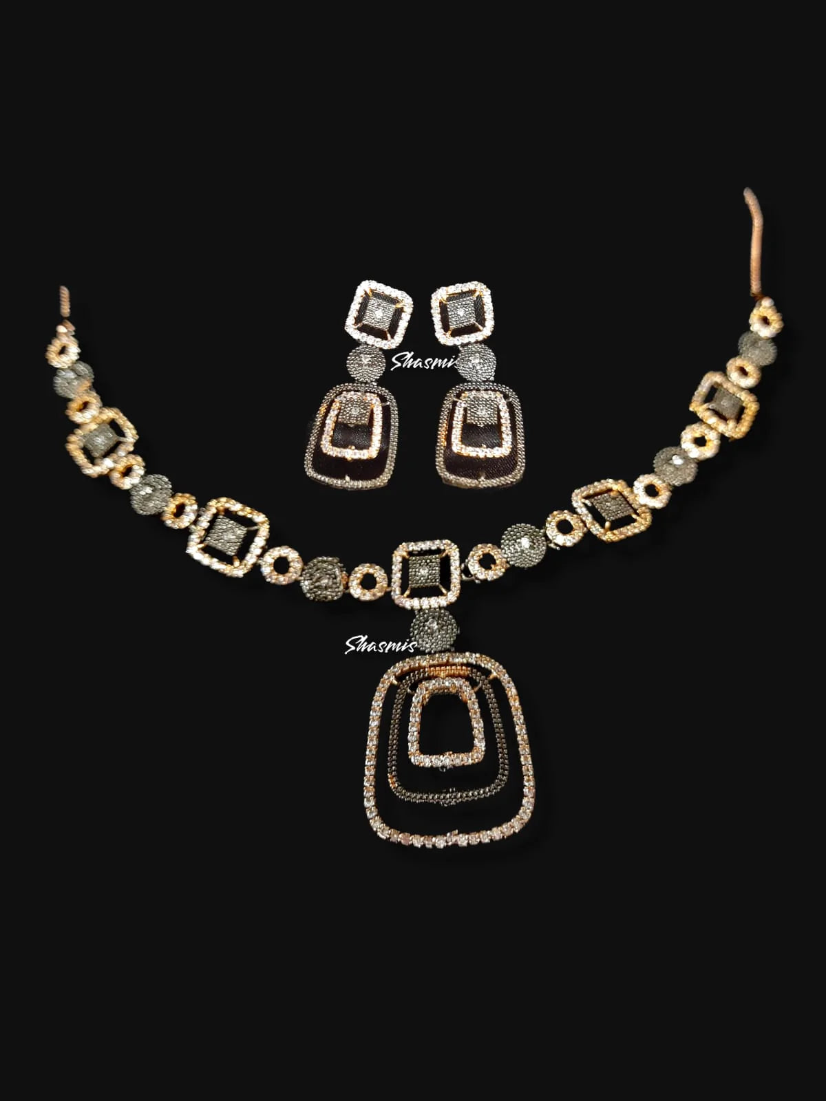 Black and Rose Gold Diamond Necklace