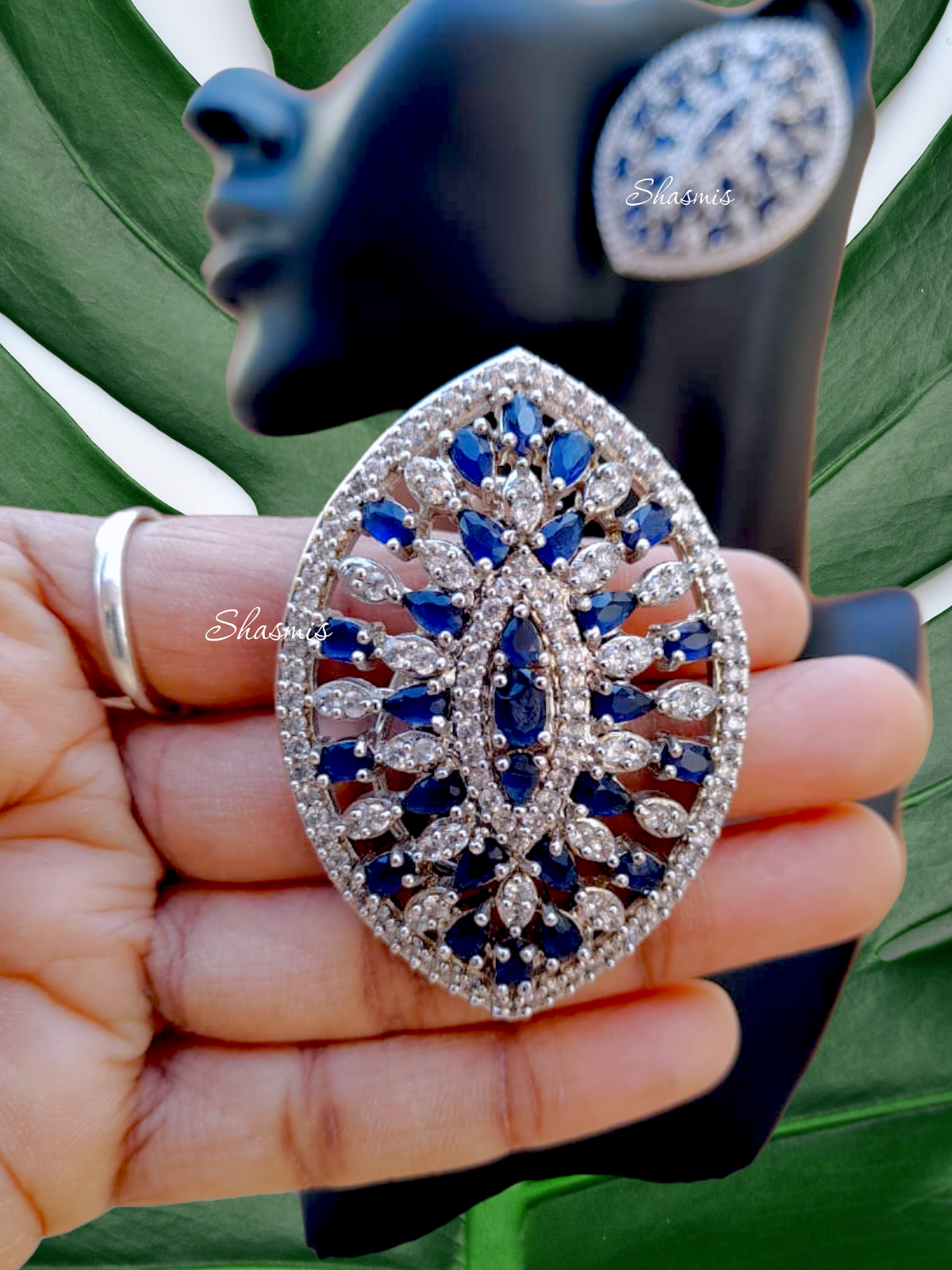 Blue Color Diamond Earrings