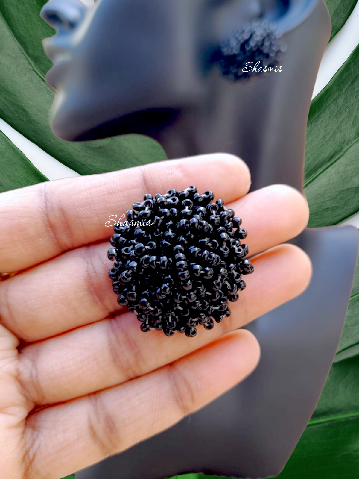 Black Beads Fancy Stud Earrings