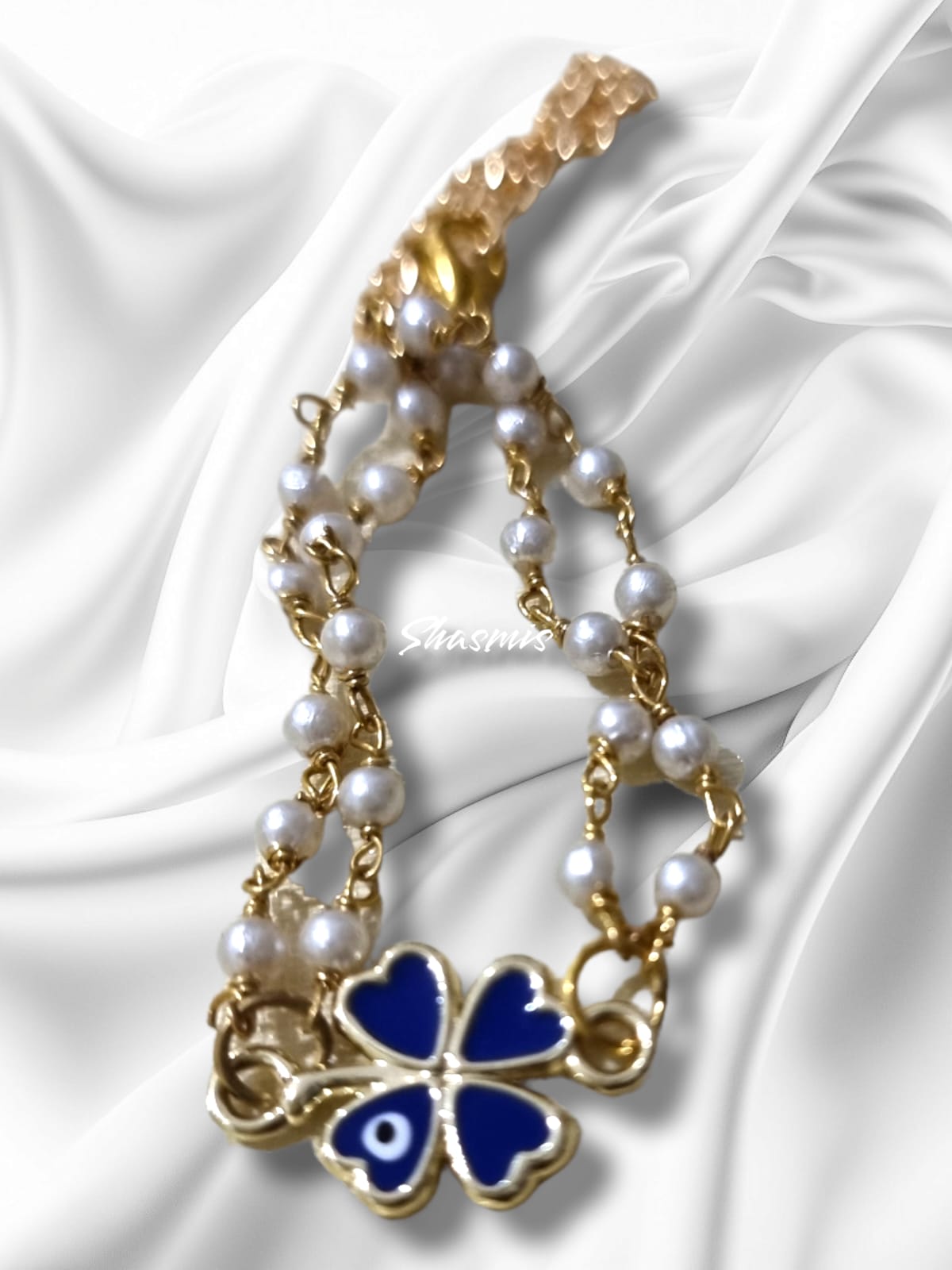 Blue Flower Design Pearl Mangalsutra Bracelets