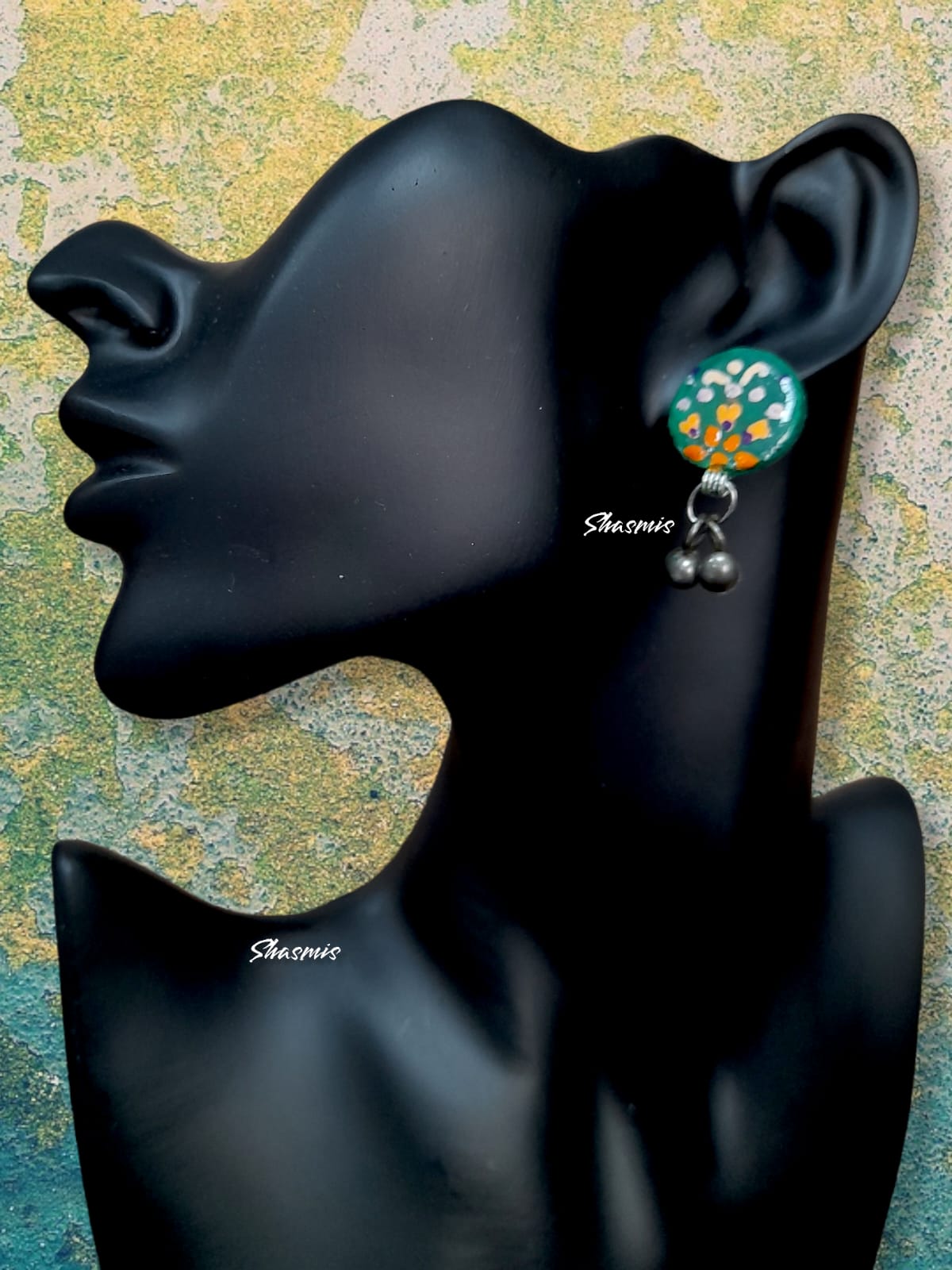 Painted With Ghungroo On Drop Earrings