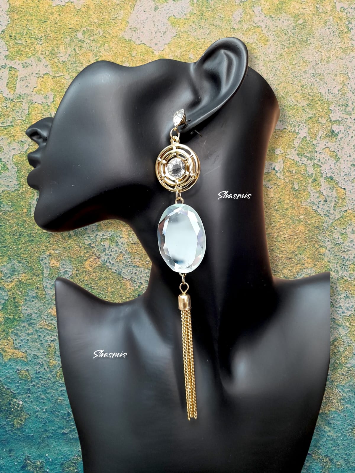 White Diamond Tassel Earrings