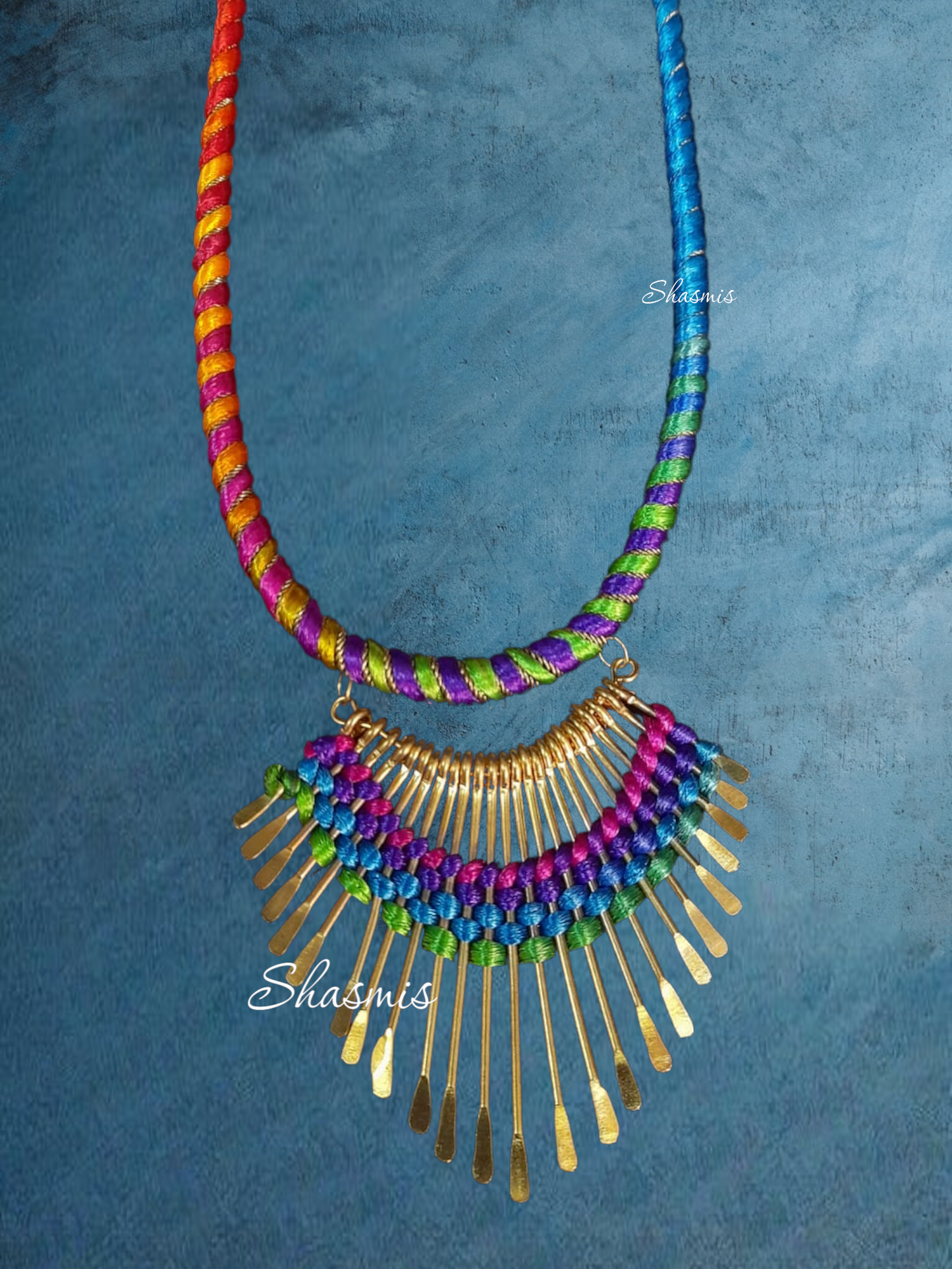 Multi Color Long Tassel Necklace