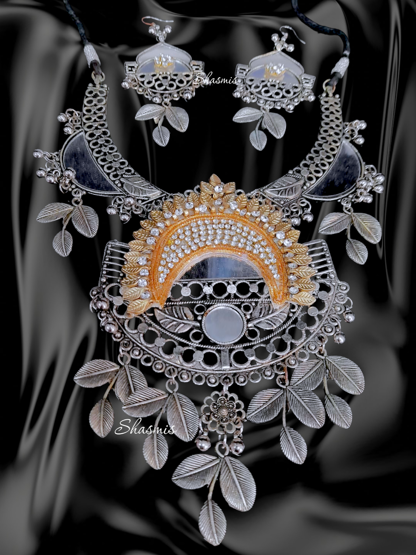 Huge Silver Mirror Necklace