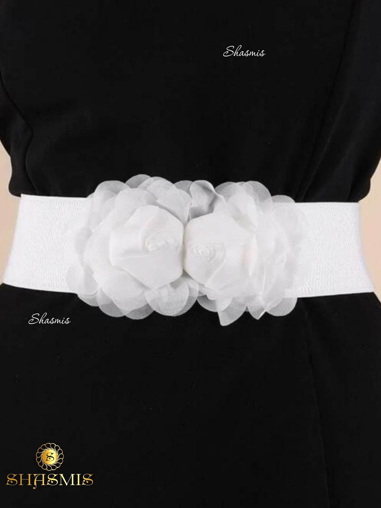 White Color Ruffle Design Buckle Belt