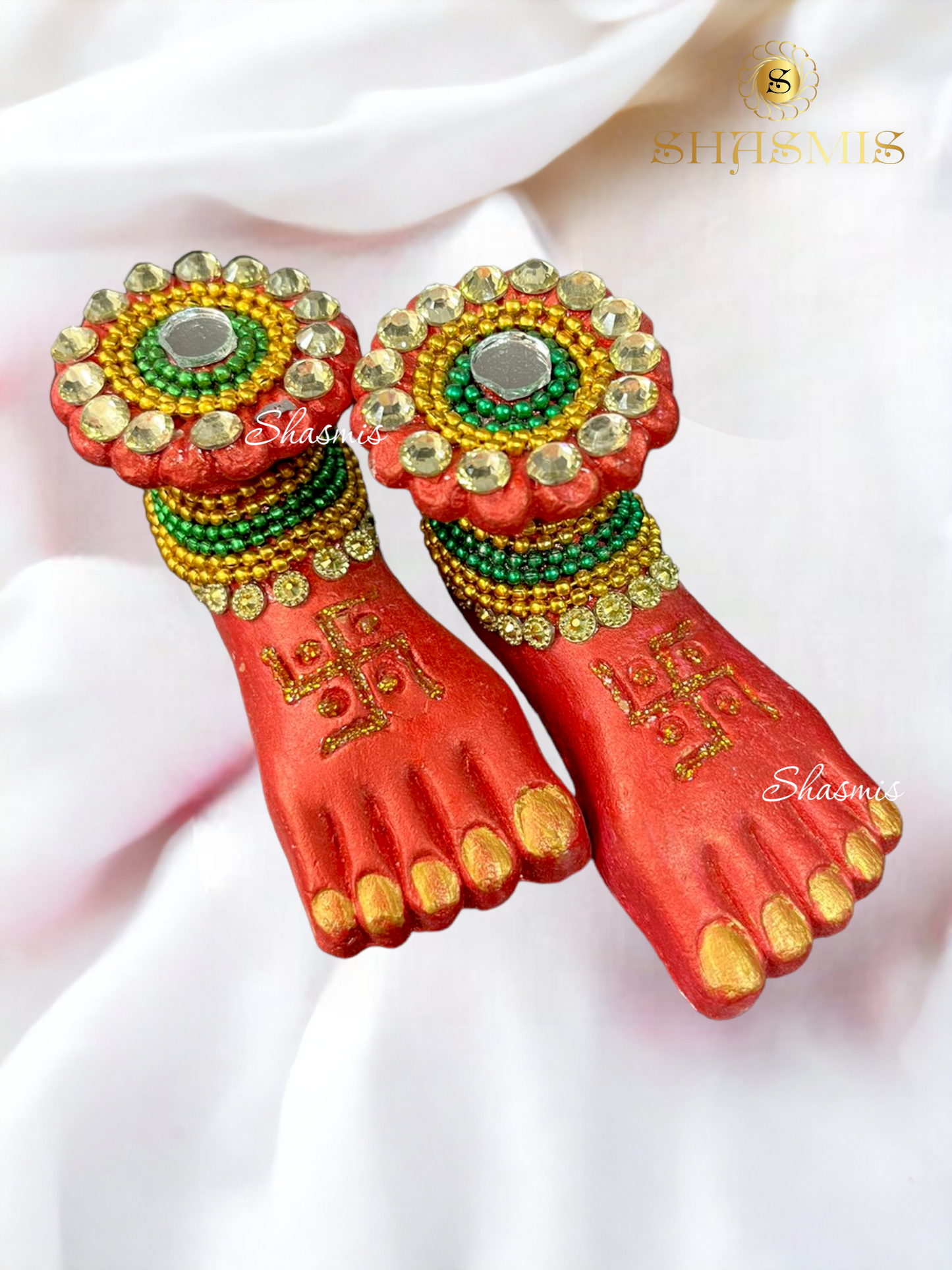 Green Color Beads Laxmi Charan
