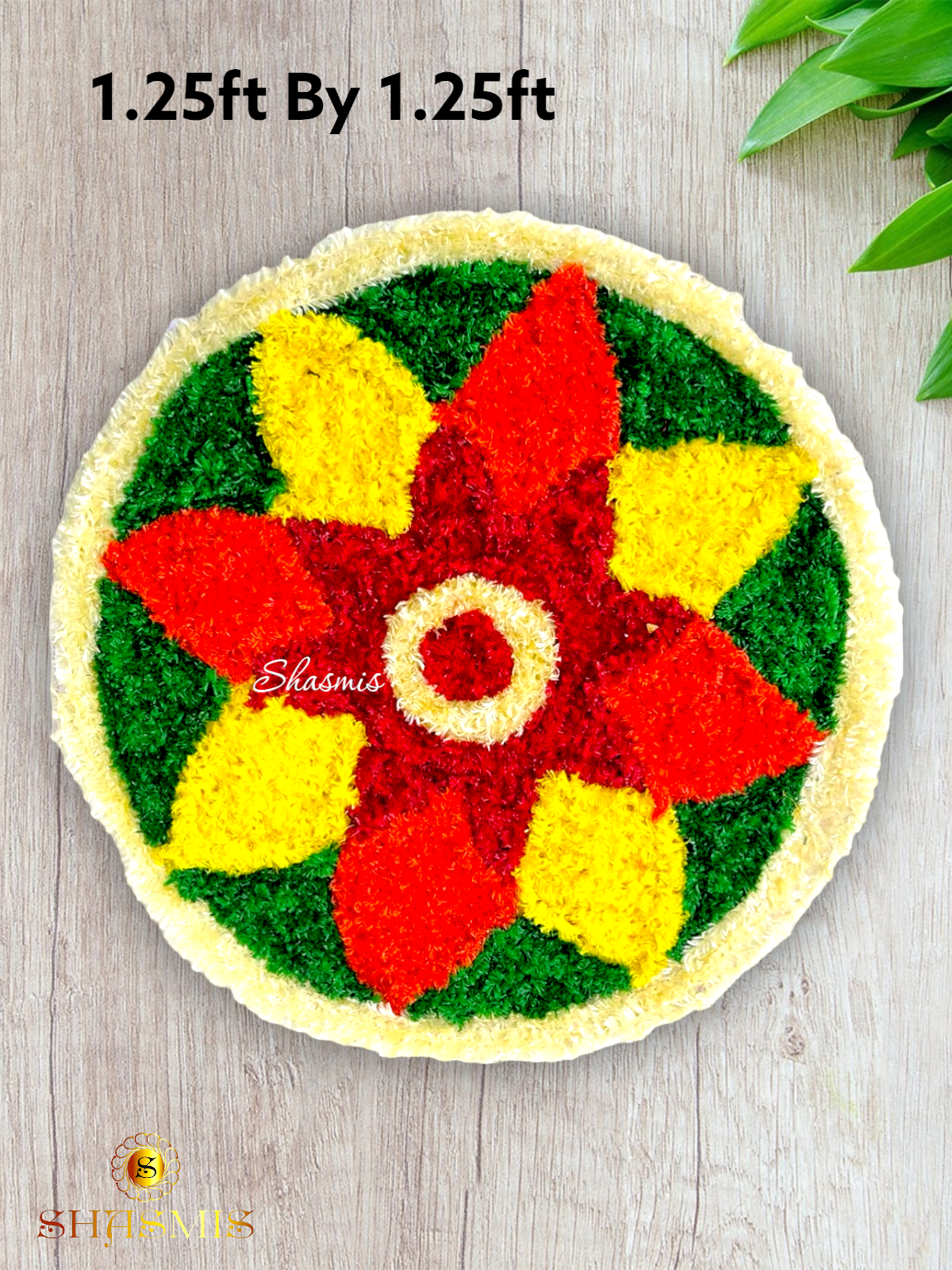 1.25ft by 1.25ft Flower Design Ready made Rangoli Mat
