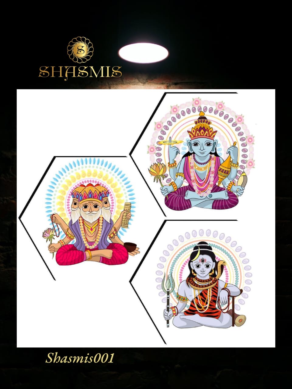 Idols Art Set of 3 Hexagon Wall Painting