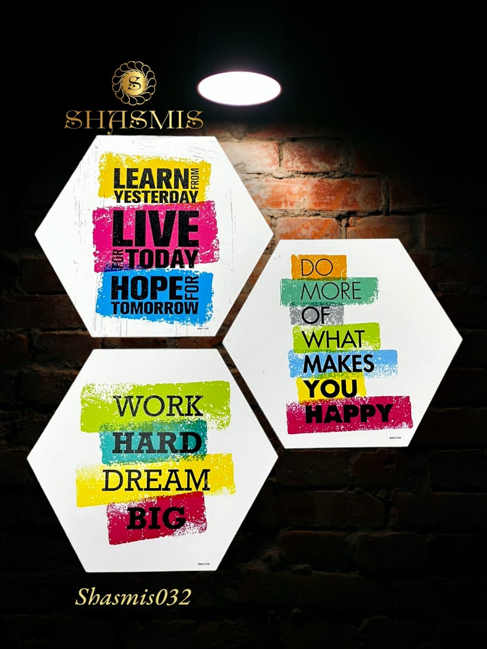 Motivation Quotes Set Of 3 Wall Hexagaon painting