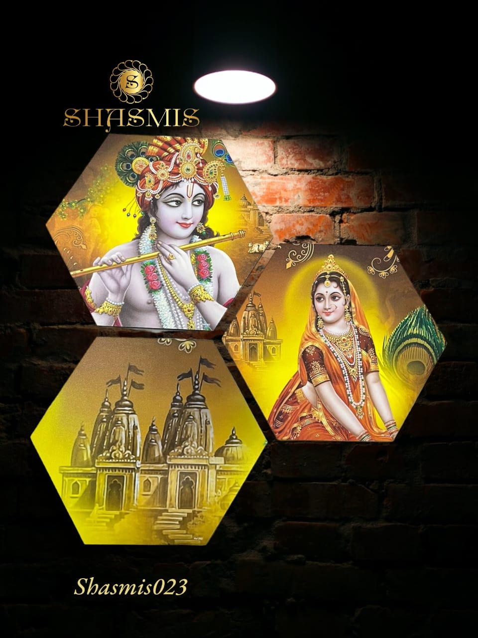 Radha Krishna Hexagon Painting Set Of 3