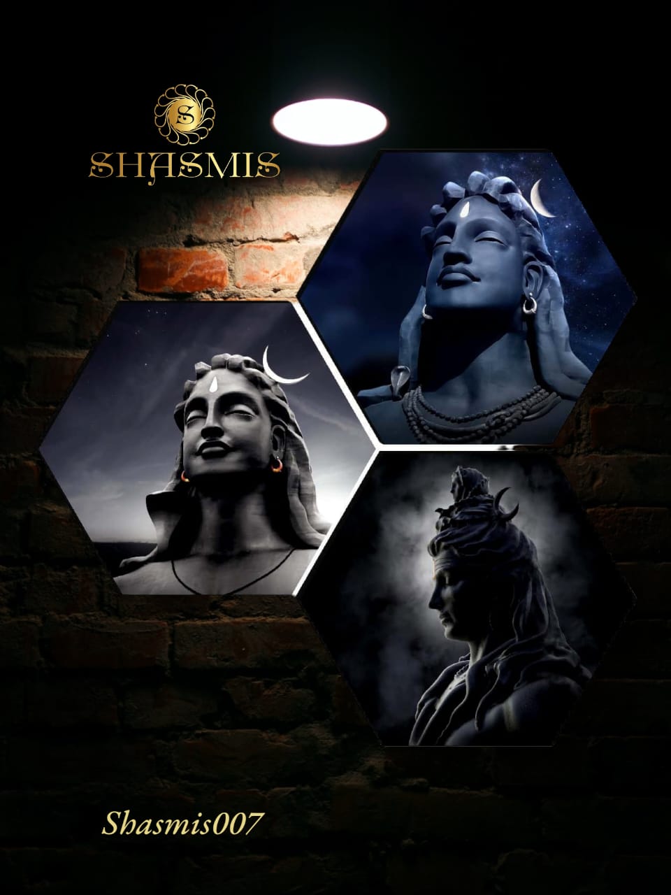 Lord Shiva Wall Hexagon Painting Set Of 3