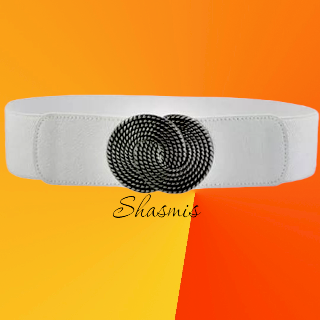 White Belt With Round Buckle