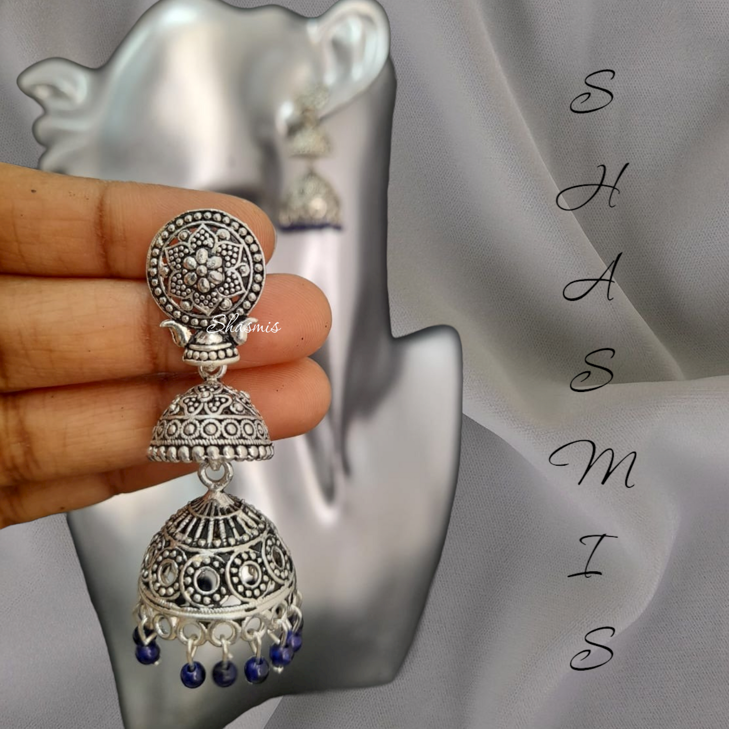 Silver Double Jhumka Earrings