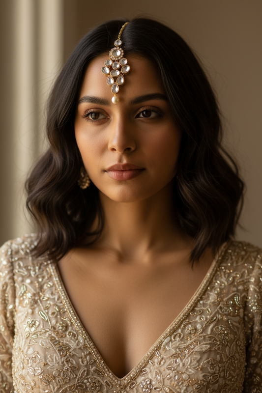 White Stone Kundan Mangtika