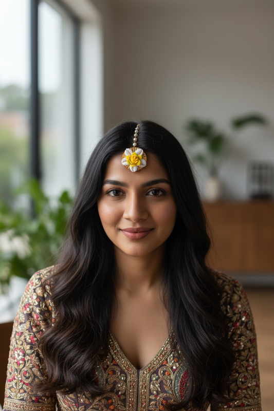 Yellow Flower With Sea Shell Mangtika