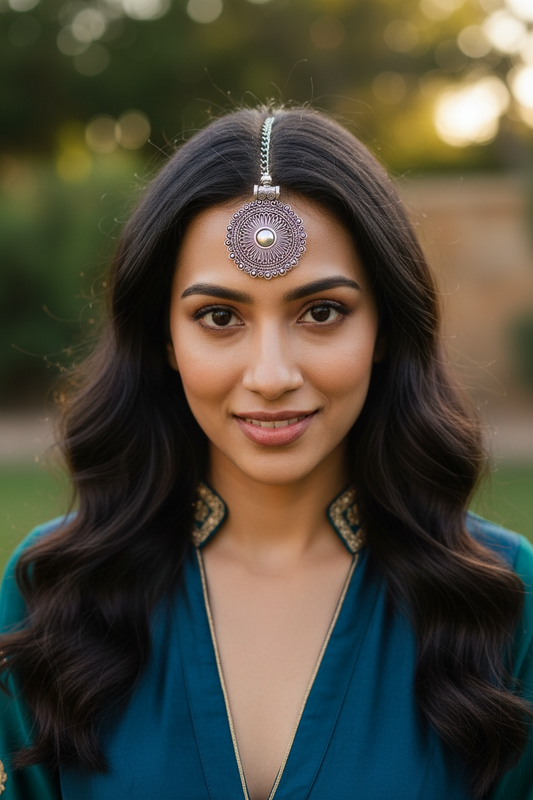 Traditional Design Oxidised Chain Mangtika