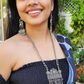 Long Oxidised Afghani Necklace With Earrings