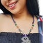 Peacock Pendant Long Silver Necklace With Earrings