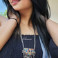 Color Stone Long Afghani Necklace With Earrings