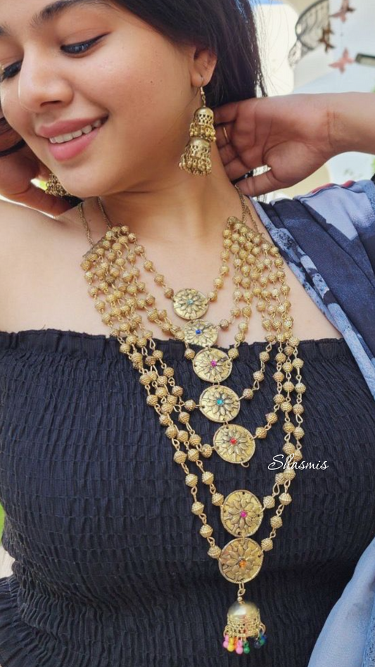Golden Plating Long Layer Rani Har Necklace