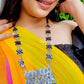 Black Color Silver Lotus Design Necklace