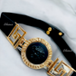 Black Color Buckle Belt With Golden Design Stretchable Belt