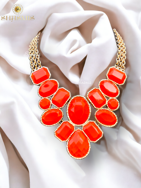 Orange Color Humongous Necklace