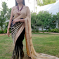 Black And Golden Saree With Maroon Design on Border Silk Saree 