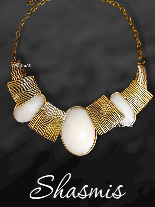 Golden Plating White Stone Necklace