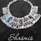 Sapphire Crystal With Ribbon Design Necklace