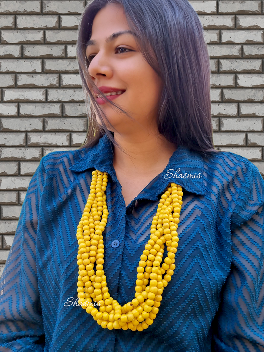 Yellow Wooden Beads Necklace