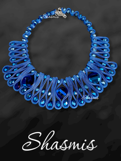 Sapphire Crystal With Ribbon Design Necklace