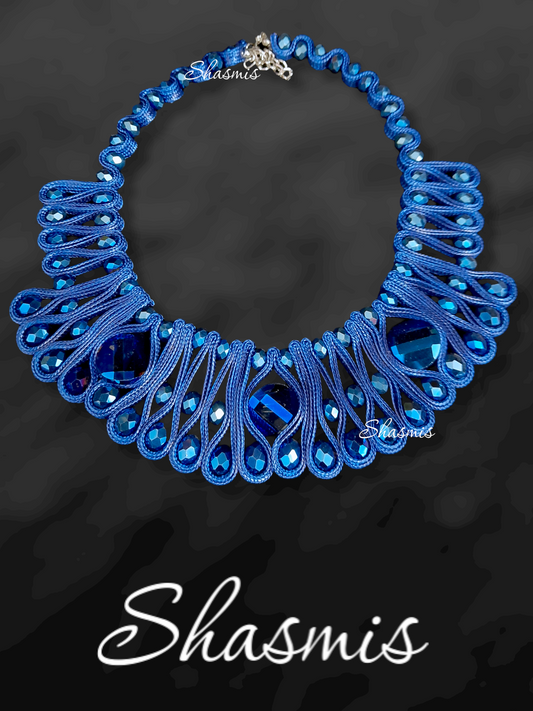 Sapphire Crystal With Ribbon Design Necklace